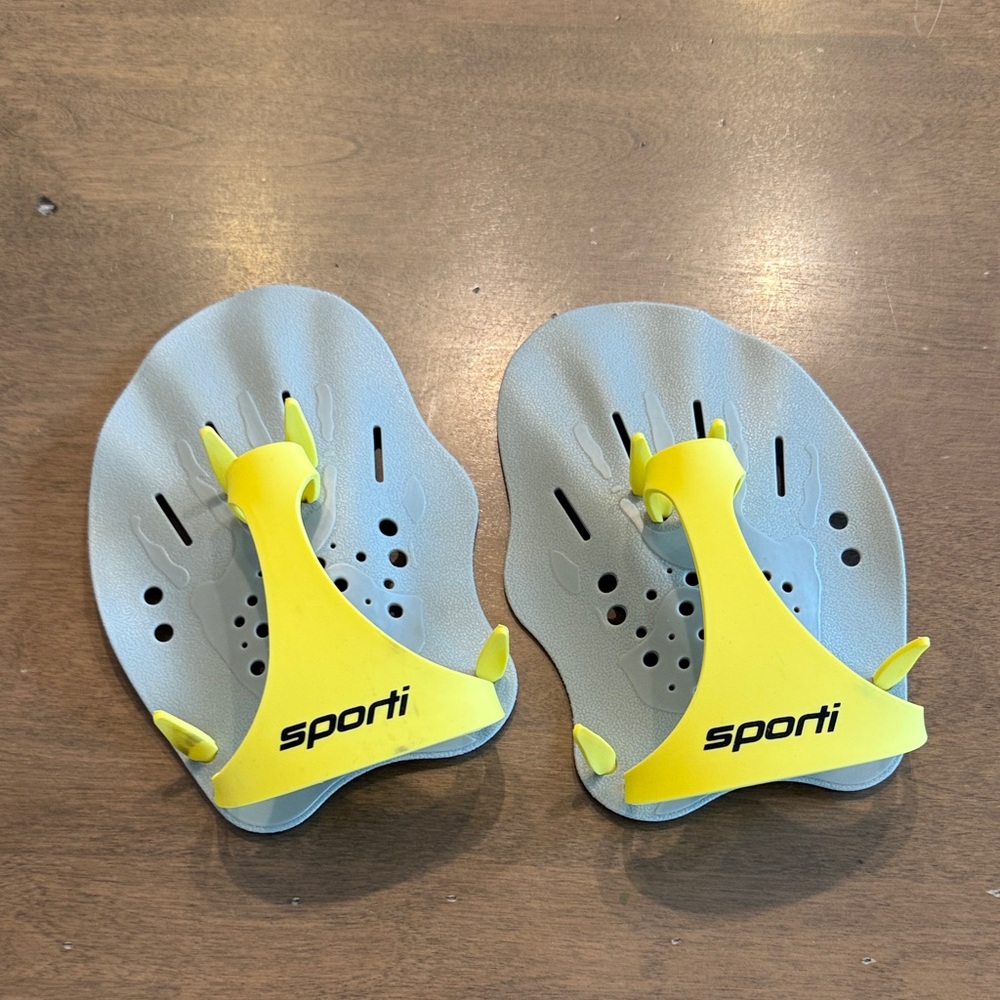 Sporti Swim Training Laps Swimming Hand Paddles Size Small Sm S yellow gray